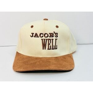 Vintage Jacob's Well Strapback Hat Cream Brown Microsuede Visor KC Cap USA